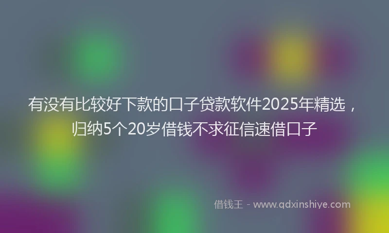 有没有比较好下款的口子贷款软件2025年精选，归纳5个20岁借钱不求征信速借口子