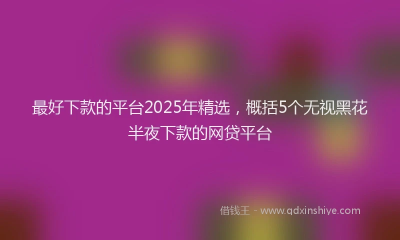 最好下款的平台2025年精选，概括5个无视黑花半夜下款的网贷平台