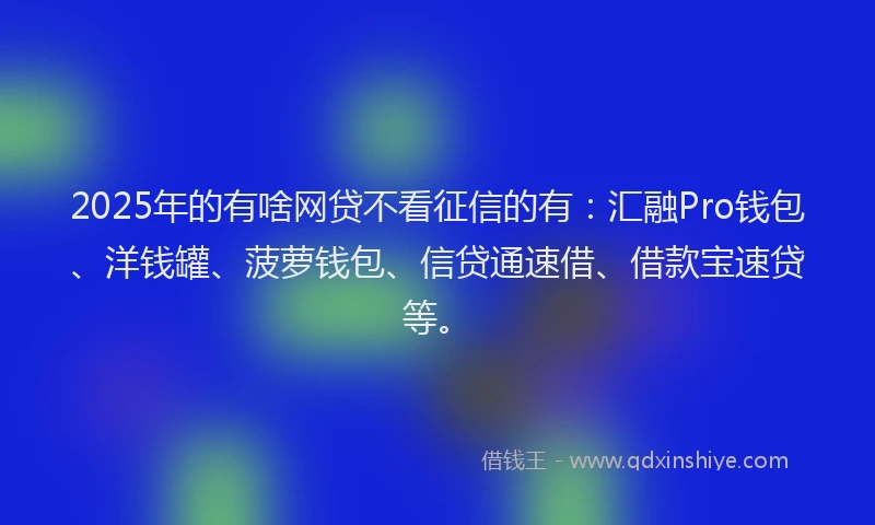 2025年的有啥网贷不看征信的有：汇融Pro钱包、洋钱罐、菠萝钱包、信贷通速借、借款宝速贷等。