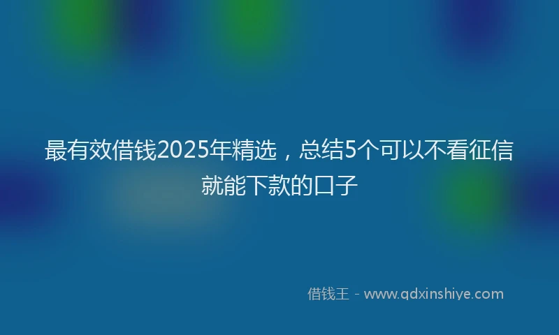 最有效借钱2025年精选，总结5个可以不看征信就能下款的口子