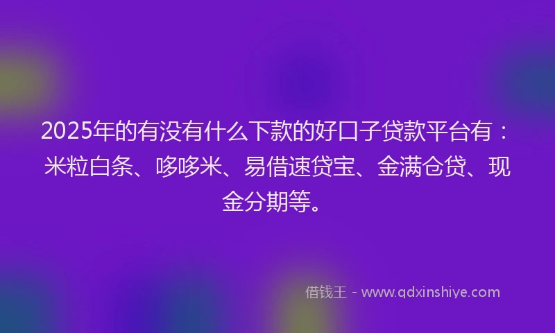 2025年的有没有什么下款的好口子贷款平台有：米粒白条、哆哆米、易借速贷宝、金满仓贷、现金分期等。
