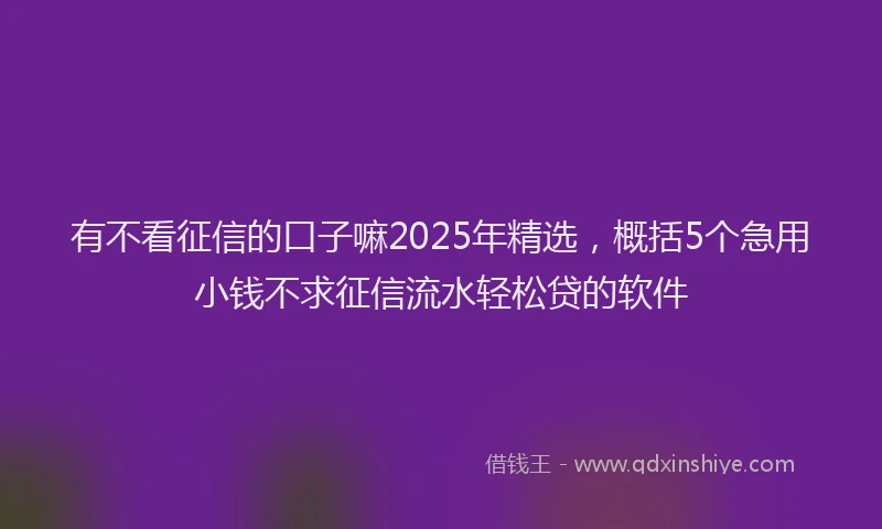 有不看征信的口子嘛2025年精选，概括5个急用小钱不求征信流水轻松贷的软件