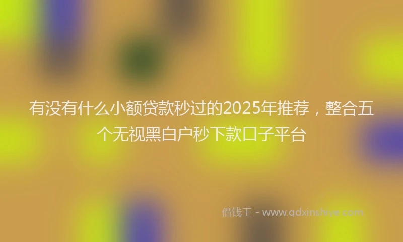 有没有什么小额贷款秒过的2025年推荐，整合五个无视黑白户秒下款口子平台