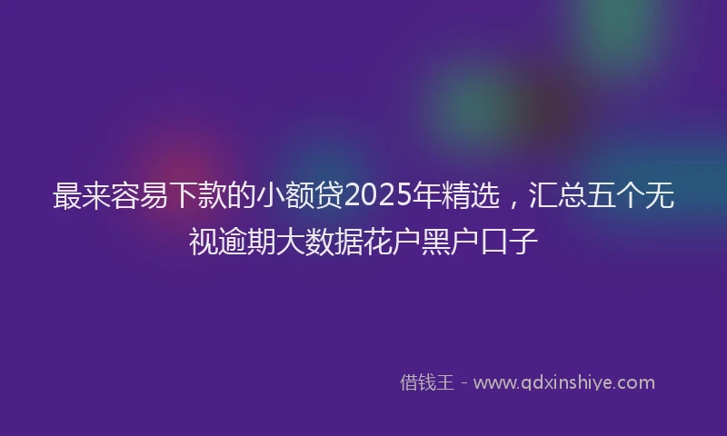 最来容易下款的小额贷2025年精选，汇总五个无视逾期大数据花户黑户口子