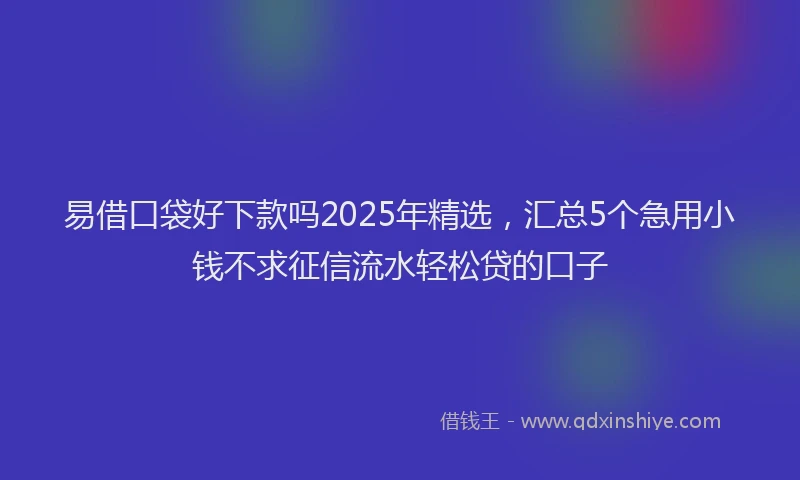 易借口袋好下款吗2025年精选，汇总5个急用小钱不求征信流水轻松贷的口子