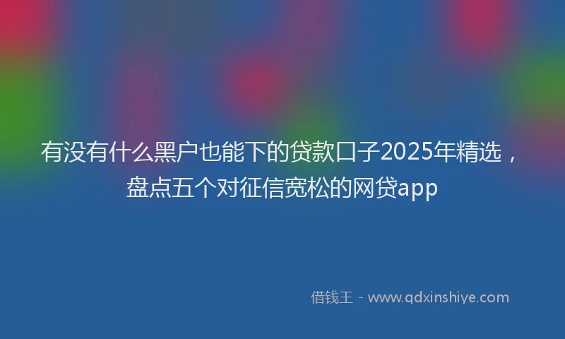 有没有什么黑户也能下的贷款口子2025年精选，盘点五个对征信宽松的网贷app