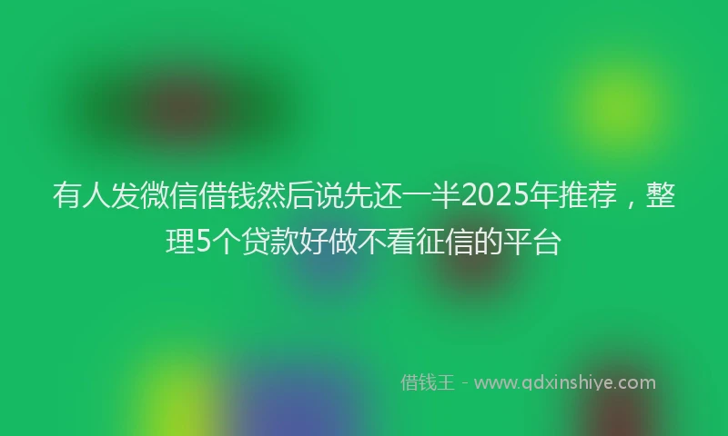 有人发微信借钱然后说先还一半2025年推荐，整理5个贷款好做不看征信的平台