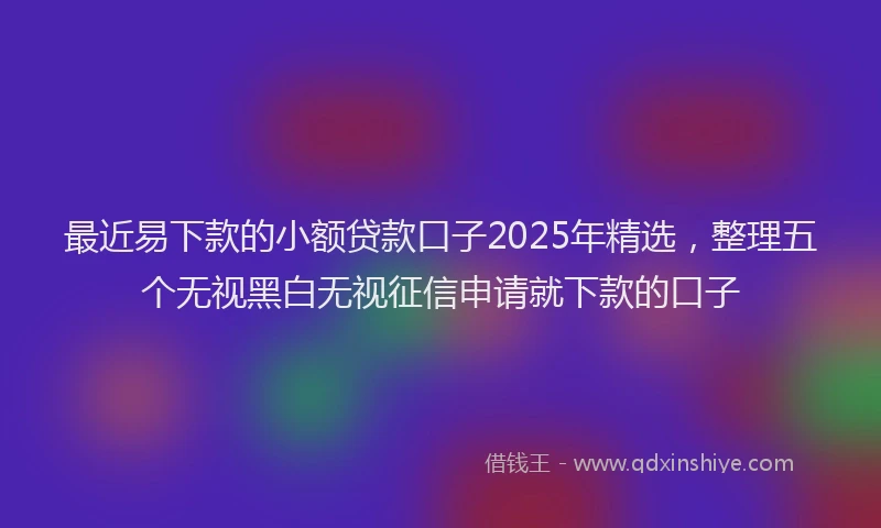 最近易下款的小额贷款口子2025年精选，整理五个无视黑白无视征信申请就下款的口子