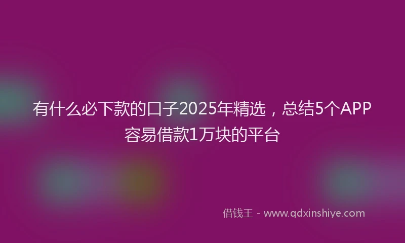 有什么必下款的口子2025年精选，总结5个APP容易借款1万块的平台