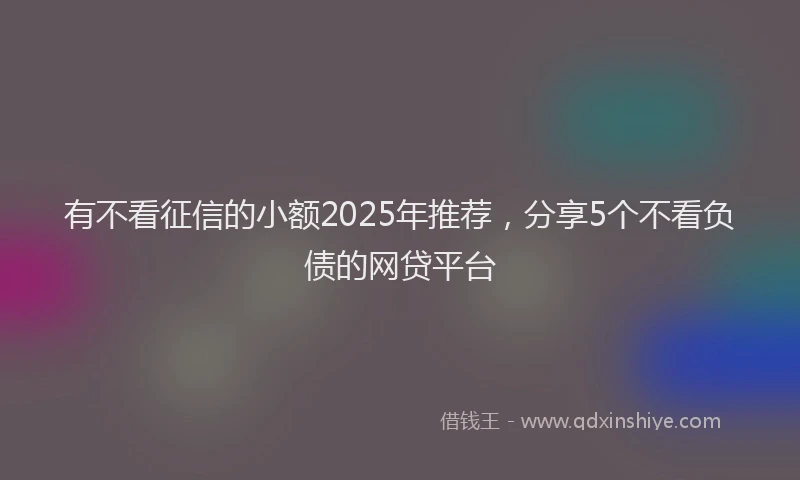 有不看征信的小额2025年推荐，分享5个不看负债的网贷平台