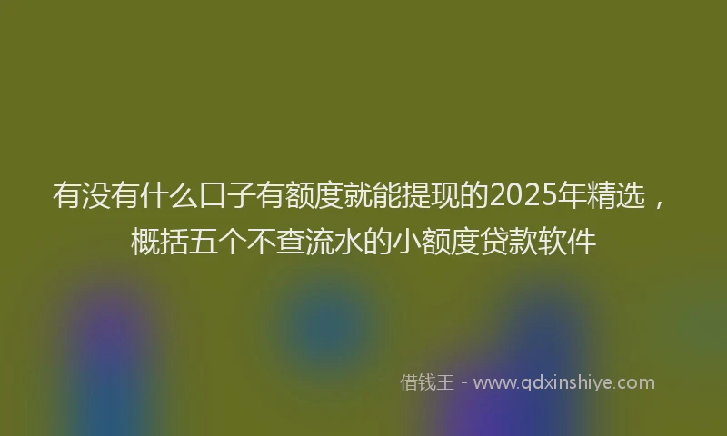 有没有什么口子有额度就能提现的2025年精选，概括五个不查流水的小额度贷款软件