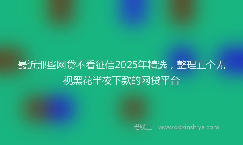 最近那些网贷不看征信2025年精选，整理五个无视黑花半夜下款的网贷平台