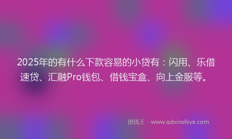 2025年的有什么下款容易的小贷有：闪用、乐借速贷、汇融Pro钱包、借钱宝盒、向上金服等。