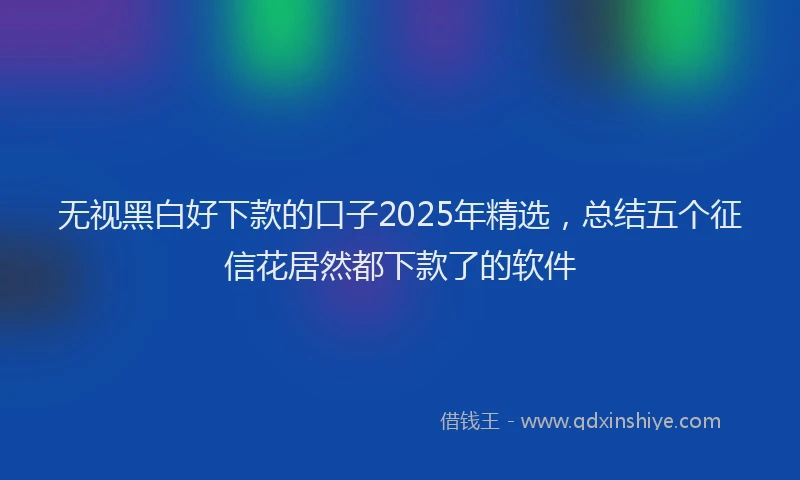 无视黑白好下款的口子2025年精选，总结五个征信花居然都下款了的软件