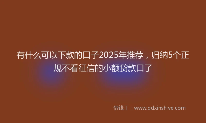 有什么可以下款的口子2025年推荐，归纳5个正规不看征信的小额贷款口子