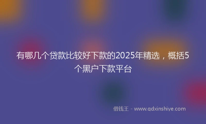 有哪几个贷款比较好下款的2025年精选，概括5个黑户下款平台