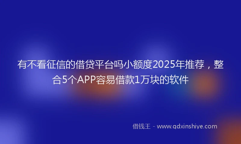 有不看征信的借贷平台吗小额度2025年推荐，整合5个APP容易借款1万块的软件