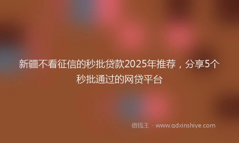 新疆不看征信的秒批贷款2025年推荐，分享5个秒批通过的网贷平台