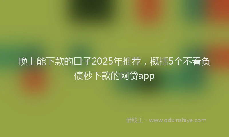晚上能下款的口子2025年推荐，概括5个不看负债秒下款的网贷app