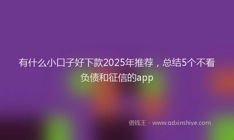 有什么小口子好下款2025年推荐，总结5个不看负债和征信的app