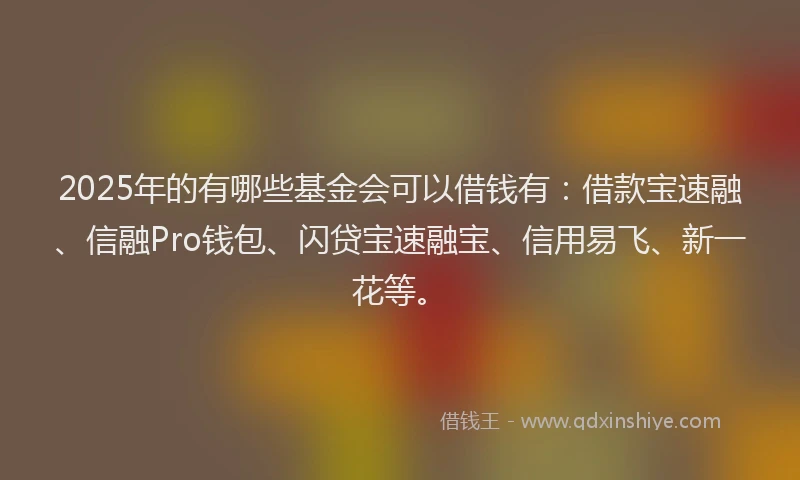 2025年的有哪些基金会可以借钱有：借款宝速融、信融Pro钱包、闪贷宝速融宝、信用易飞、新一花等。