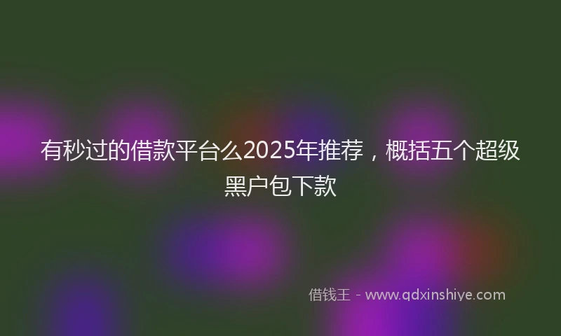 有秒过的借款平台么2025年推荐，概括五个超级黑户包下款