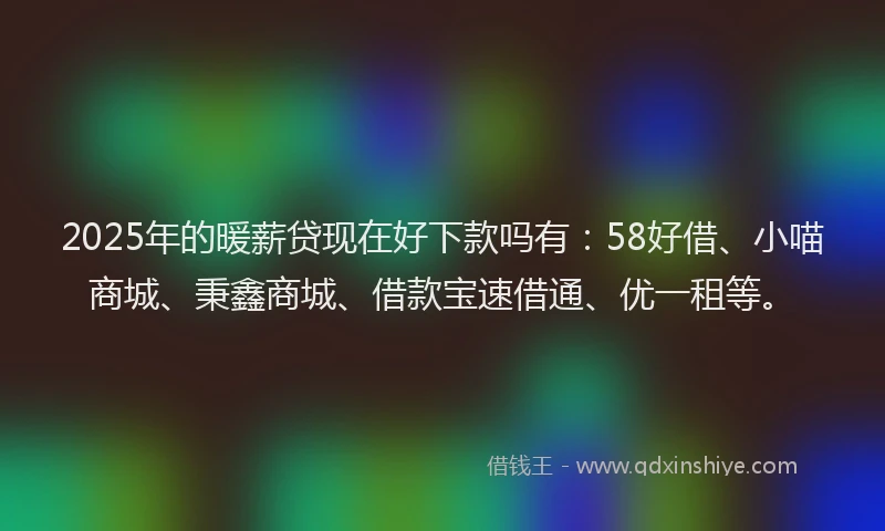 2025年的暖薪贷现在好下款吗有：58好借、小喵商城、秉鑫商城、借款宝速借通、优一租等。
