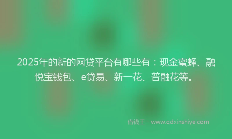 2025年的新的网贷平台有哪些有：现金蜜蜂、融悦宝钱包、e贷易、新一花、普融花等。