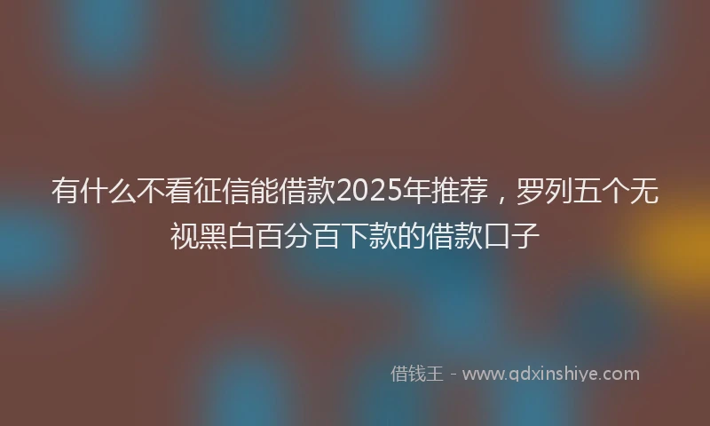 有什么不看征信能借款2025年推荐，罗列五个无视黑白百分百下款的借款口子
