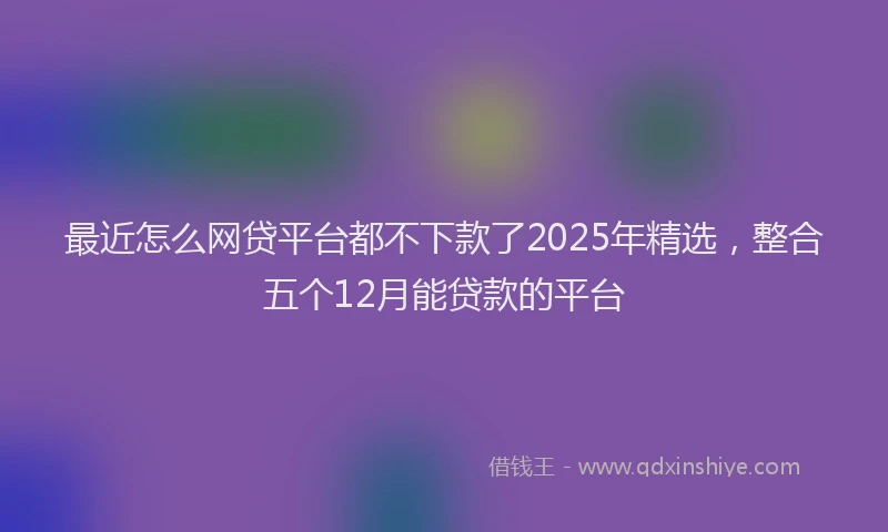 最近怎么网贷平台都不下款了2025年精选，整合五个12月能贷款的平台