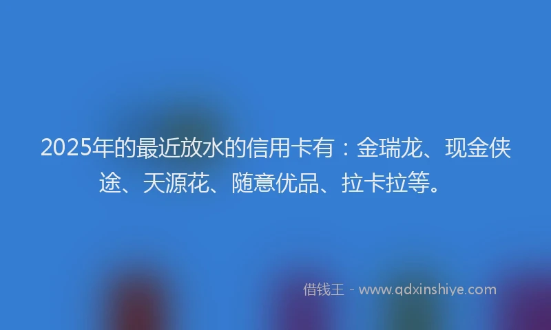 2025年的最近放水的信用卡有：金瑞龙、现金侠途、天源花、随意优品、拉卡拉等。