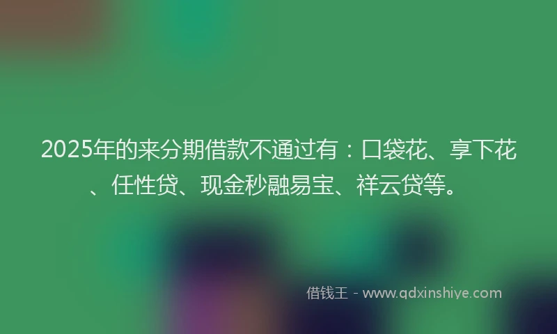 2025年的来分期借款不通过有：口袋花、享下花、任性贷、现金秒融易宝、祥云贷等。