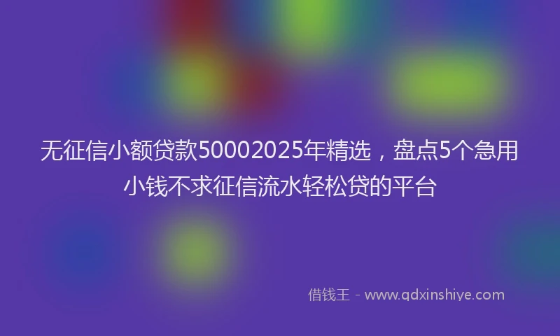 无征信小额贷款50002025年精选，盘点5个急用小钱不求征信流水轻松贷的平台