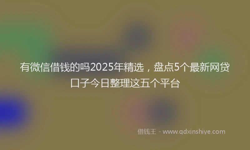 有微信借钱的吗2025年精选，盘点5个最新网贷口子今日整理这五个平台