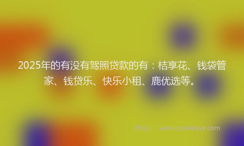 2025年的有没有驾照贷款的有：桔享花、钱袋管家、钱贷乐、快乐小租、鹿优选等。