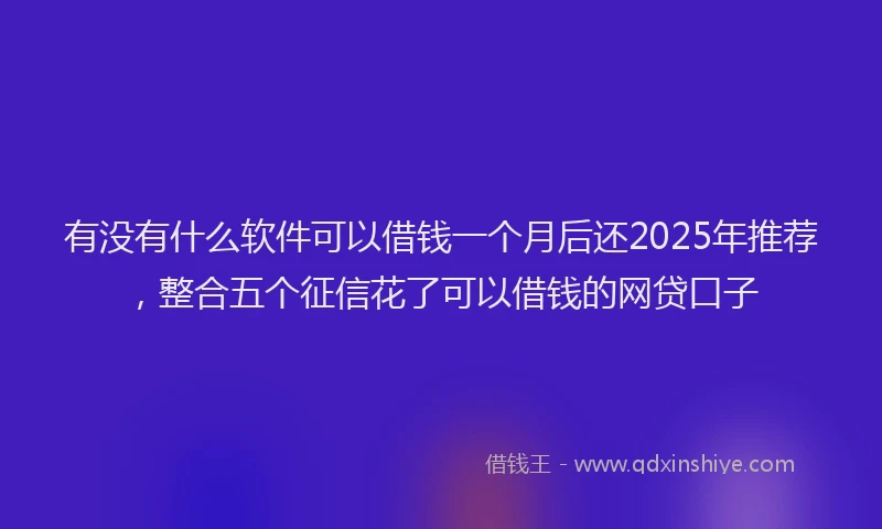 有没有什么软件可以借钱一个月后还2025年推荐，整合五个征信花了可以借钱的网贷口子