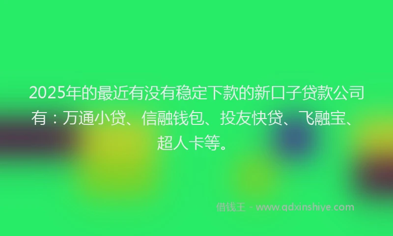 2025年的最近有没有稳定下款的新口子贷款公司有：万通小贷、信融钱包、投友快贷、飞融宝、超人卡等。