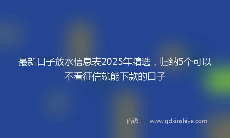 最新口子放水信息表2025年精选，归纳5个可以不看征信就能下款的口子