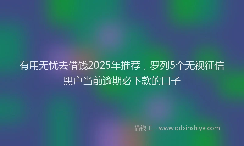 有用无忧去借钱2025年推荐，罗列5个无视征信黑户当前逾期必下款的口子