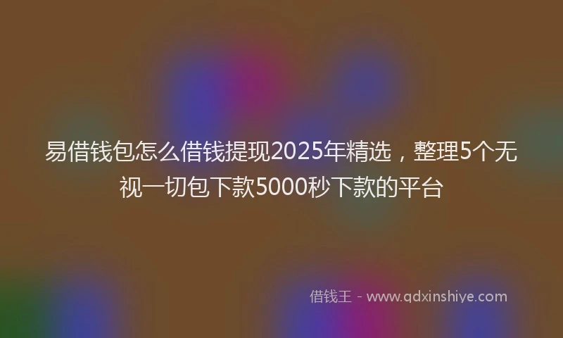 易借钱包怎么借钱提现2025年精选，整理5个无视一切包下款5000秒下款的平台
