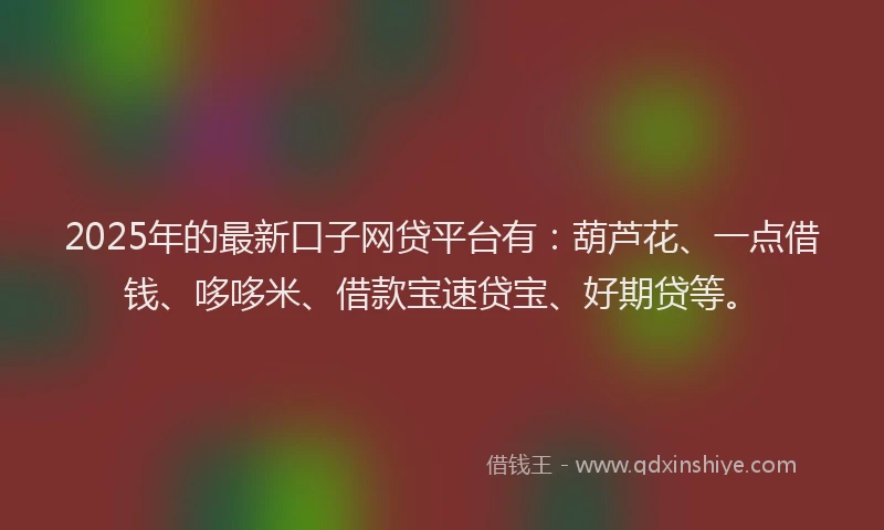 2025年的最新口子网贷平台有：葫芦花、一点借钱、哆哆米、借款宝速贷宝、好期贷等。