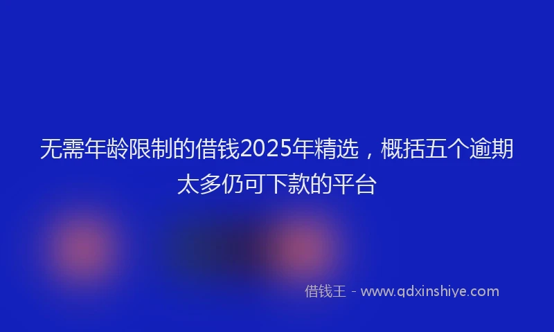 无需年龄限制的借钱2025年精选，概括五个逾期太多仍可下款的平台