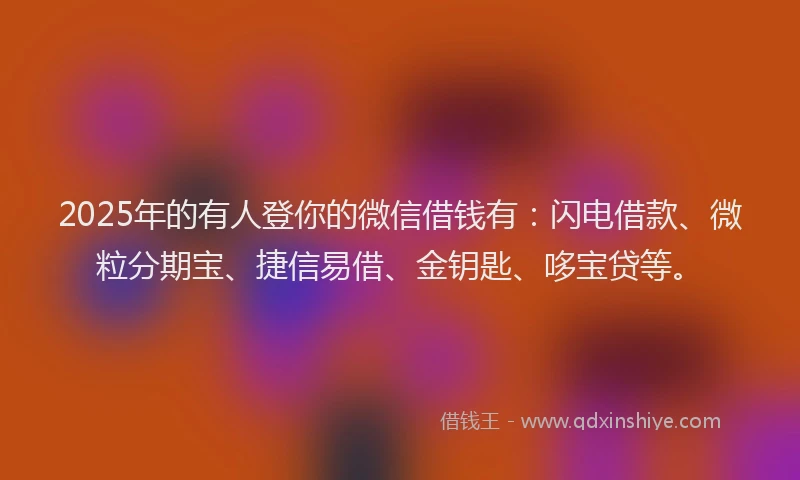 2025年的有人登你的微信借钱有：闪电借款、微粒分期宝、捷信易借、金钥匙、哆宝贷等。