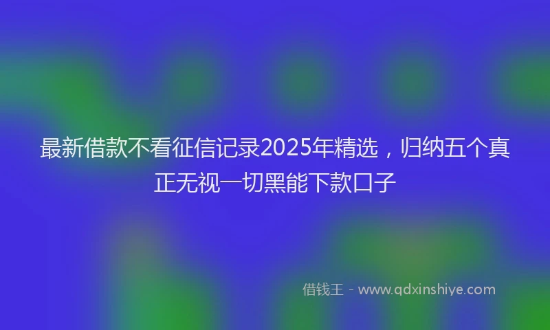最新借款不看征信记录2025年精选，归纳五个真正无视一切黑能下款口子