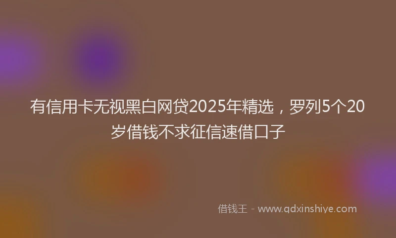 有信用卡无视黑白网贷2025年精选，罗列5个20岁借钱不求征信速借口子