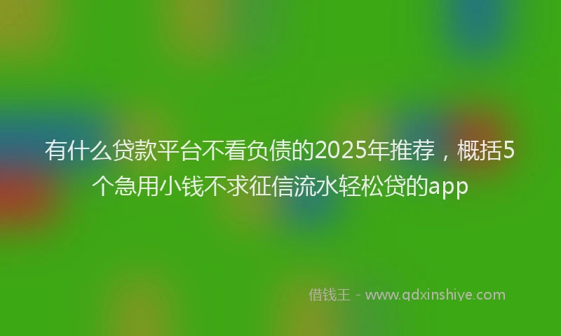 有什么贷款平台不看负债的2025年推荐，概括5个急用小钱不求征信流水轻松贷的app