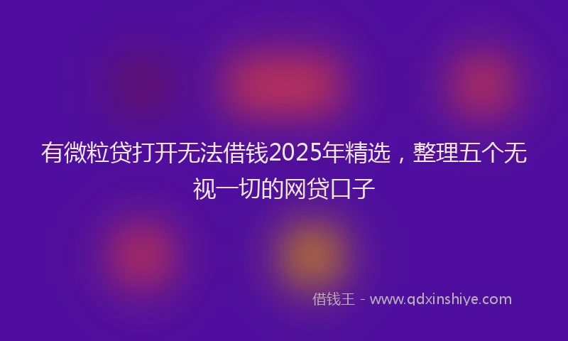 有微粒贷打开无法借钱2025年精选，整理五个无视一切的网贷口子