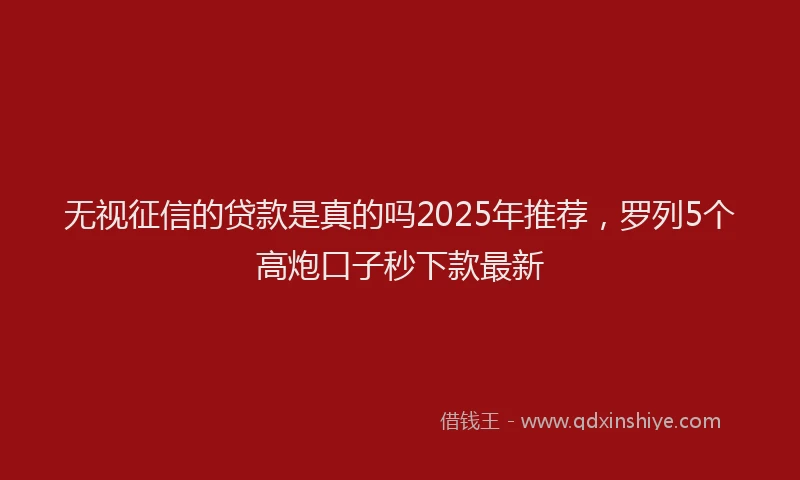 无视征信的贷款是真的吗2025年推荐，罗列5个高炮口子秒下款最新