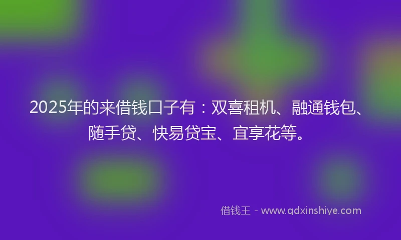 2025年的来借钱口子有：双喜租机、融通钱包、随手贷、快易贷宝、宜享花等。