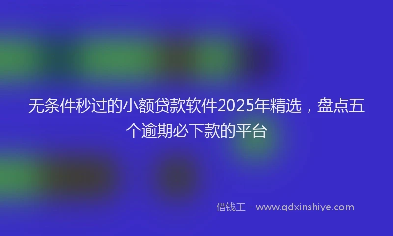 无条件秒过的小额贷款软件2025年精选，盘点五个逾期必下款的平台